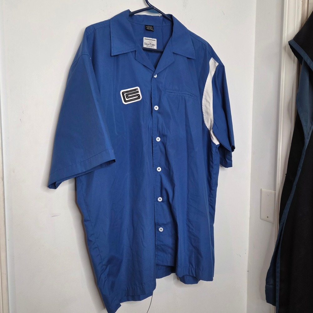 David Carey Originals Cobra Blue‎ Button Down Shirt Mens 2XL Mechanic Bowling